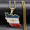 Stainless Steel Map Flag Pendant Necklace