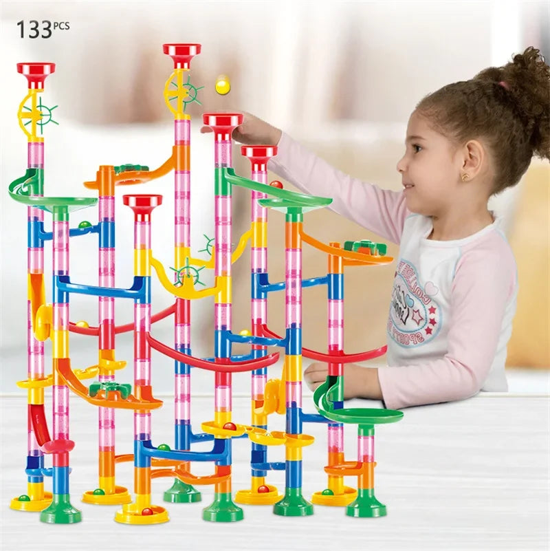 DIY Marble Run Building Blocks Set