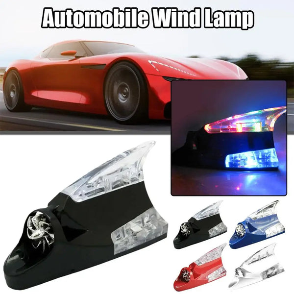 A collection of automotive wind lamp products including a red sports car and various LED antenna lights.