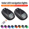 Eight-color solar LED navigation lights sold in a two-pack with a remote control and various colored strobe lights