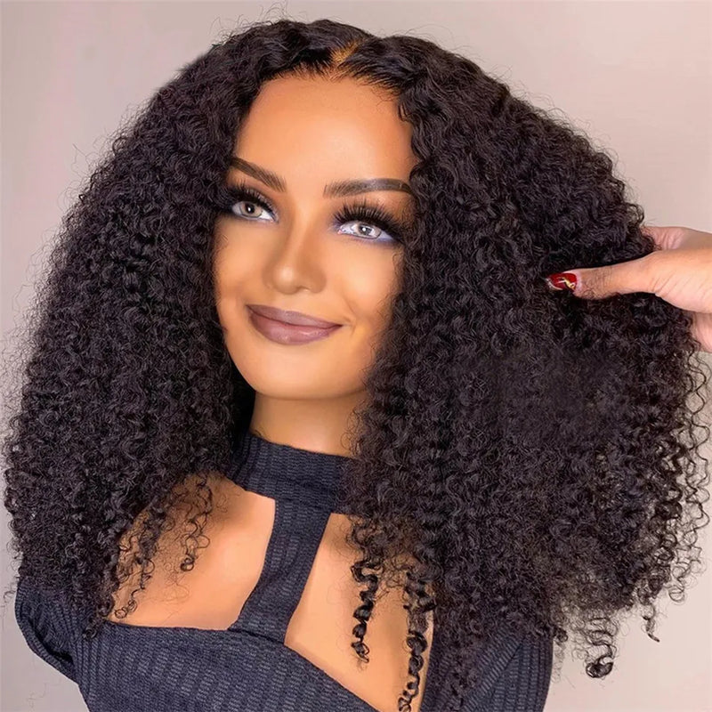 Kinky Curly HD-Spitzenperücke ohne Kleber