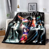 A black and white graphic print of Michael Jackson on a flannel throw blanket.