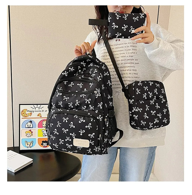 Korean Fashion Bow Print Backpack