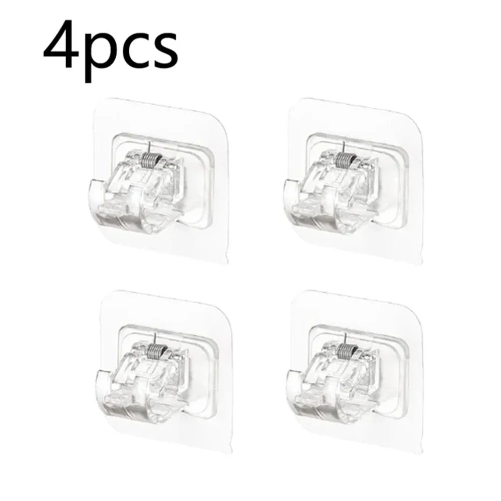 Self-Adhesive Curtain Rod Clamp Hooks – Punch-Free Wall Hanging Holders