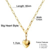 Stainless Steel Paperclip Chain Heart Pendant Necklace