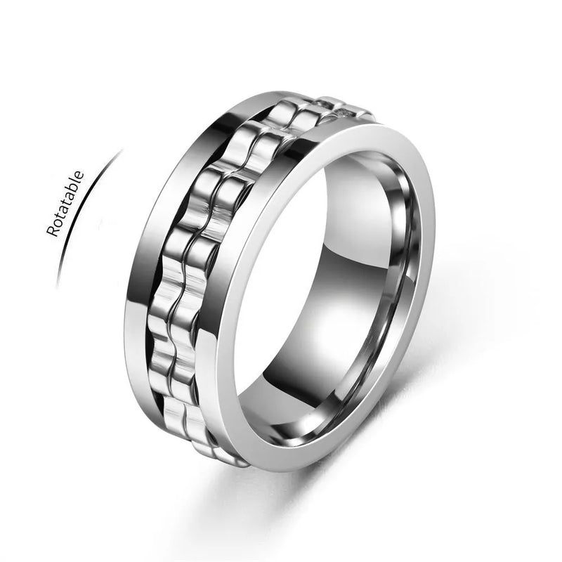 Gear-Chain Rotating Anxiety Ring
