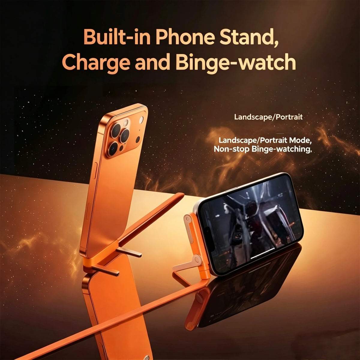 2-in-1 Foldable USB-C Fast Charging Stand with Detachable Cable