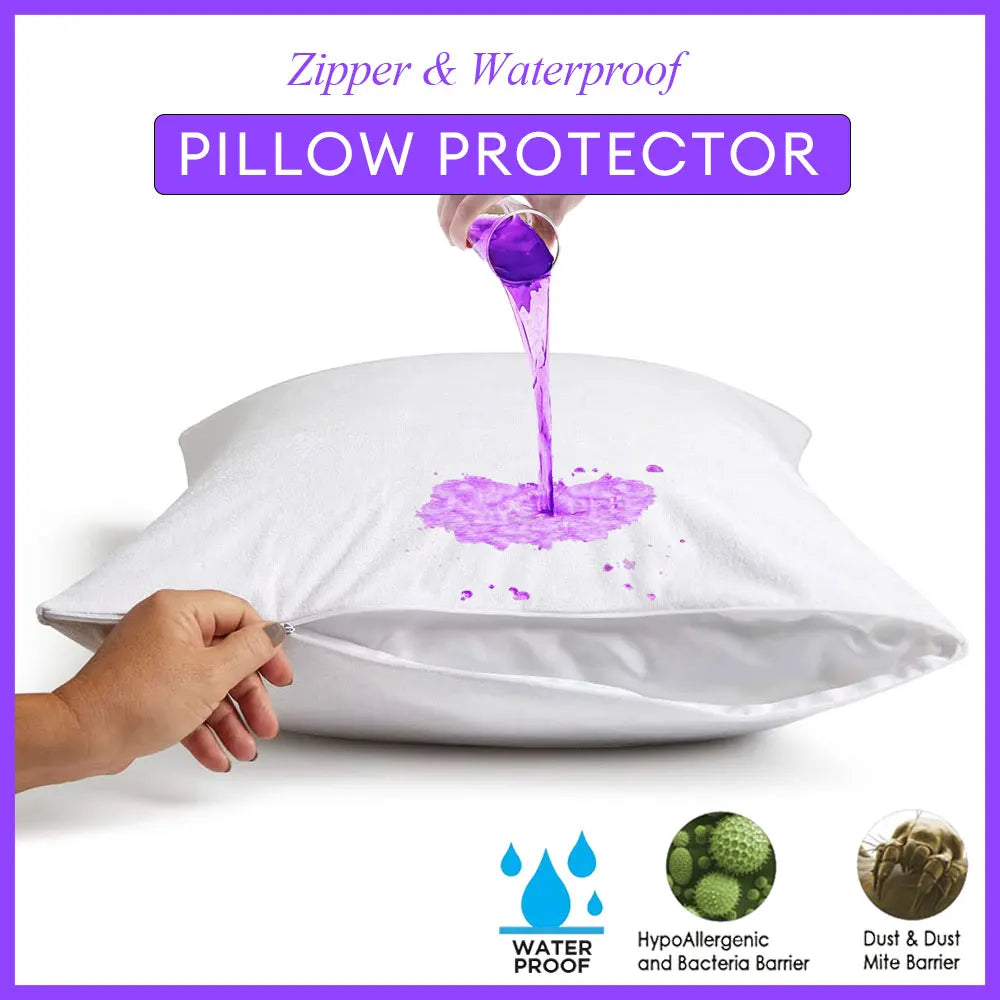 Waterproof Cotton Pillow Protector with Zipper