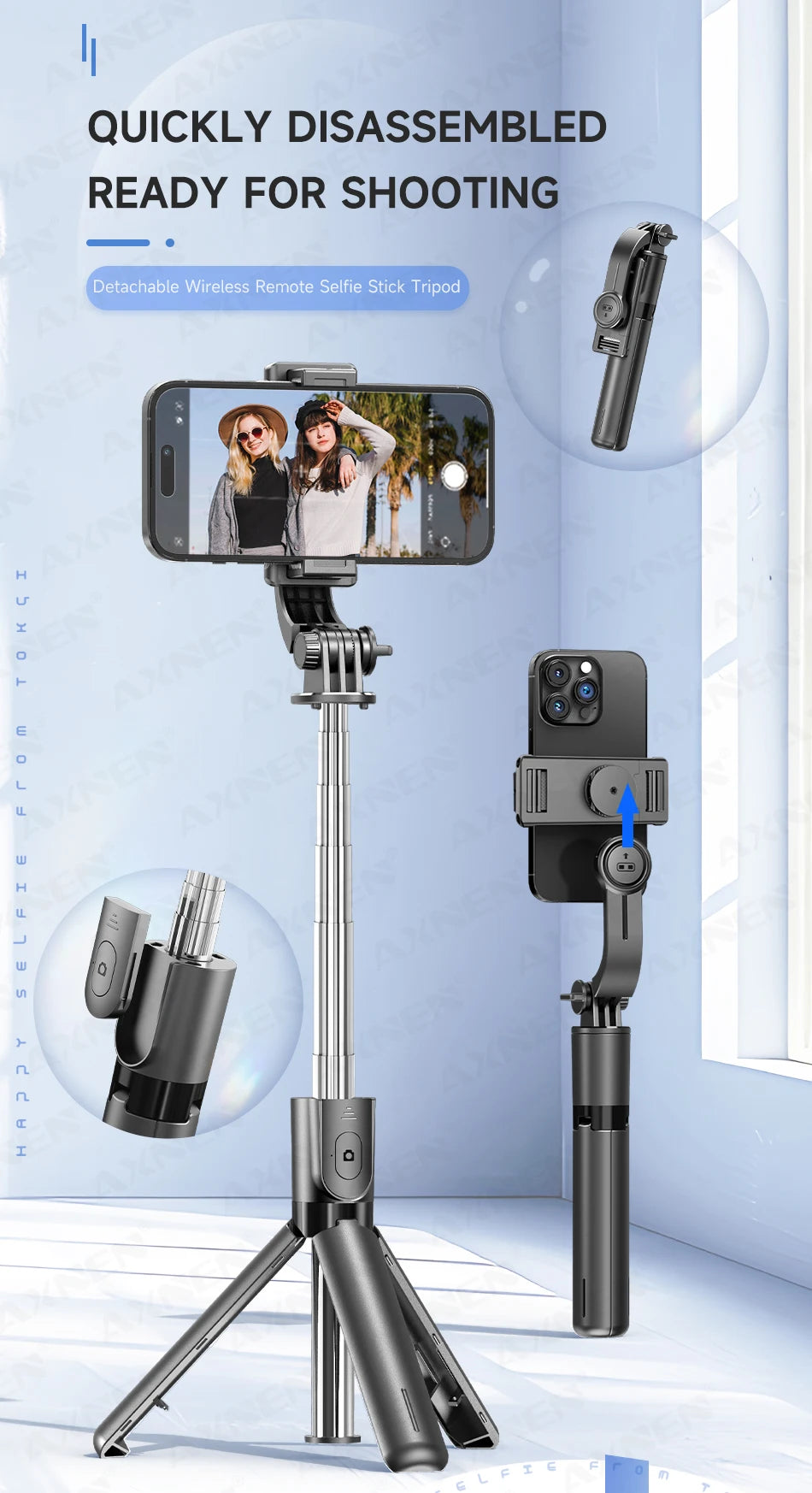 Portable Selfie Stick Tripod with Bluetooth Remote