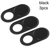 Three black ultra-slim magnetic webcam covers for laptops, tablets, and phones