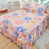Floral Bed Skirt Set with Anti-Slip Mattress Cover