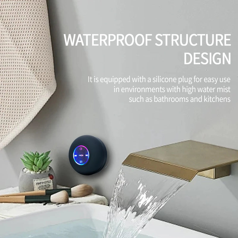Portable Bluetooth Speaker with LED Lights & Suction Cup
