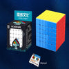 A stack of yellow and red cubes representing the Meilong Series Speed Cube for Kids and Adults, next to its manual.