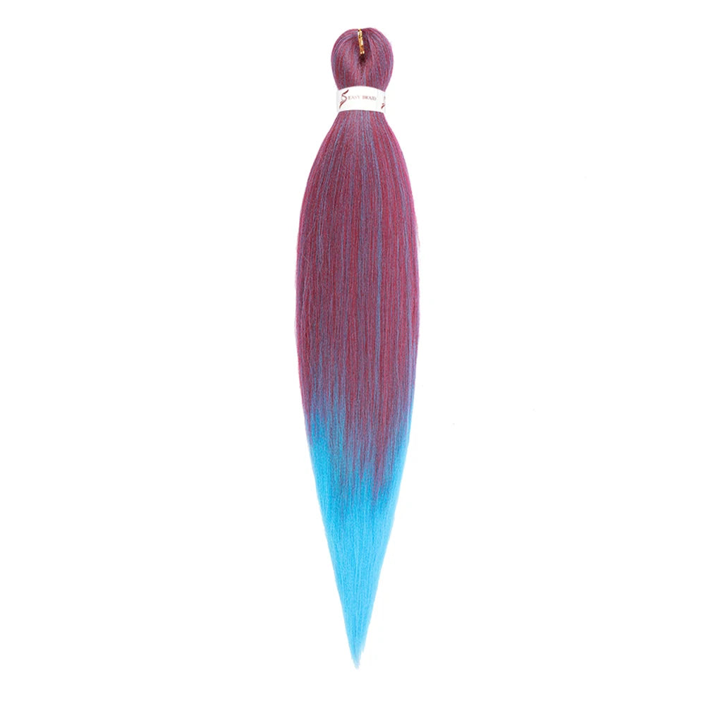 Vorgestreckte Ombré-Flecht-Haarerweiterungen mit einem Farbverlauf in Violett und Blau