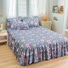 Floral Bed Skirt Set with Anti-Slip Mattress Cover