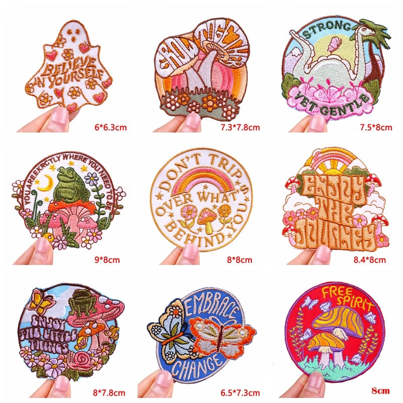 Encouraging Embroidered Iron-On Patches for Jackets, Jeans & Bags