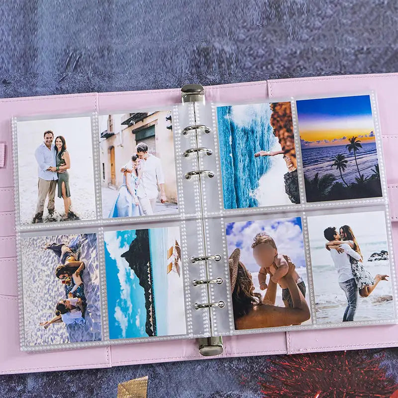 A5 PU Leather Photo & Card Organizer Binder with 4-Pocket Sleeves