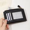 Slim Leather Card Holder Wallet with Secure Zipper