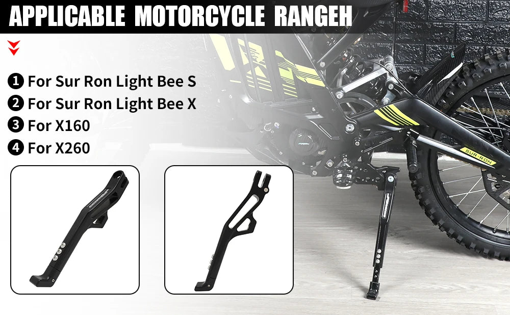 CNC aluminum adjustable motorcycle kickstand for Sur Ron and Segway models