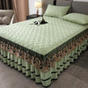 Gold Embroidered Lace Bed Skirt with Heart Pattern