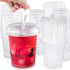 Disposable Plastic Cups with Lids and Straws for Iced Coffee, Smoothies, and Party Drinks