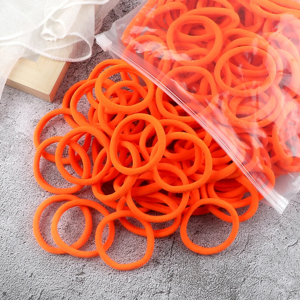 50-Pack Solid Color Elastic Hair Ties for Women & Girls