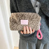 Leopard Print Plush Makeup Bag with Carry Handle