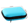 Light blue portable organizer pouch with a black zipper, measuring 115mm long and 80mm wide.