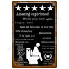 A vintage metal tin sign with humorous text and a toilet graphic, awarded as the winner of a well-stocked award.