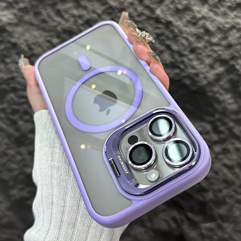 Luxury Magnetic Shockproof Phone Case with Kickstand and Lens Protection