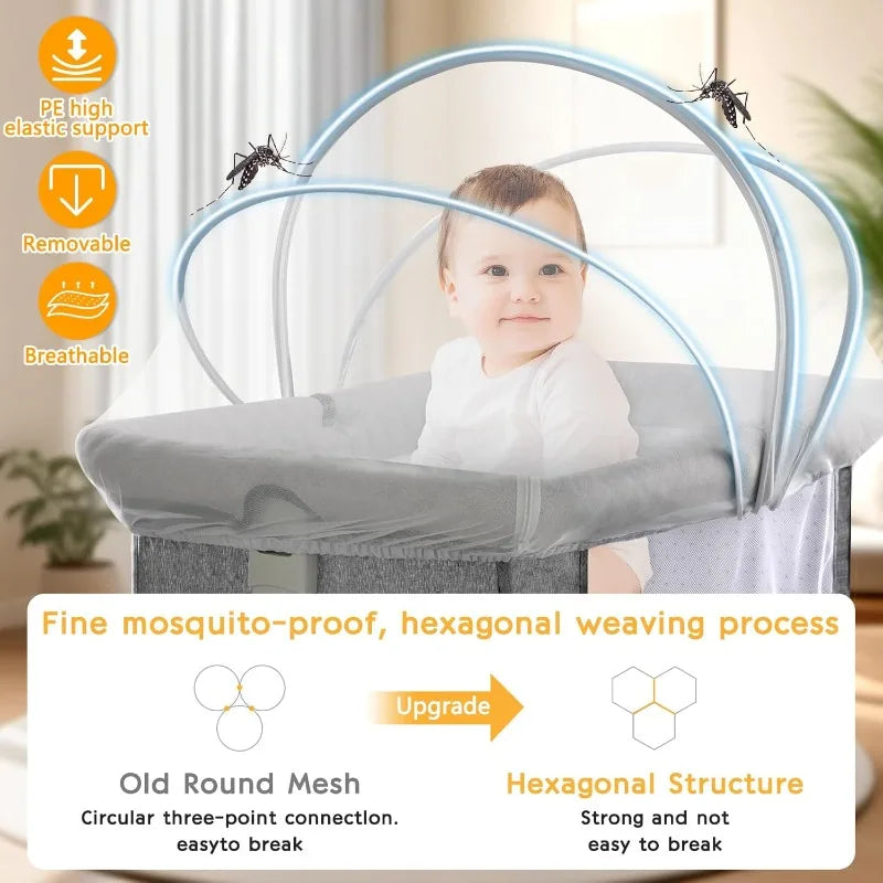 Breathable Bassinet and Travel Crib Cover with Zipper
