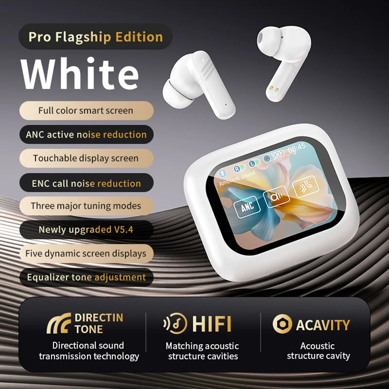 Smart LCD Touch Screen Wireless Earbuds with ANC