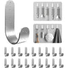 A collection of heavy-duty stainless steel self-adhesive wall hooks in various sizes and styles.