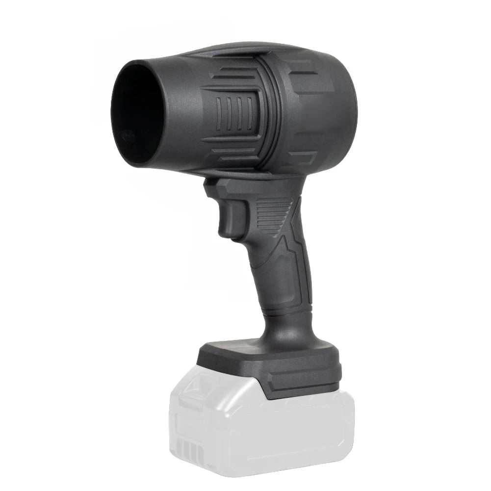 A gray handheld jet fan with a nozzle and base unit.