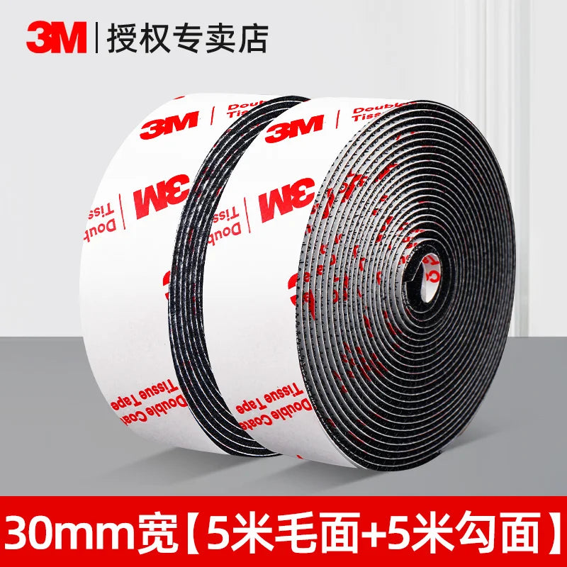 Roll of 3M heavy-duty self-adhesive hook and loop tape in white and black packaging
