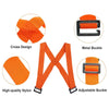 Orange nylon furniture moving straps featuring a cross design and metal buckle for adjustable securing.