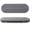 A gray diatomite stone tray with concentric grooves, shown in two views.