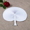Classic White Folding Paper Hand Fans with Plastic Handles