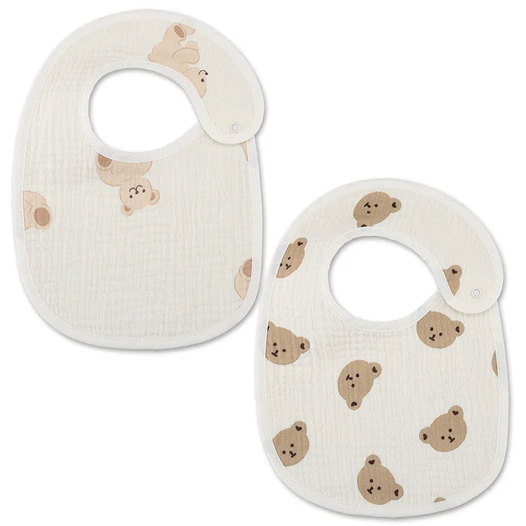 Soft Cotton Baby Bibs with Waterproof Backing – Set of 2