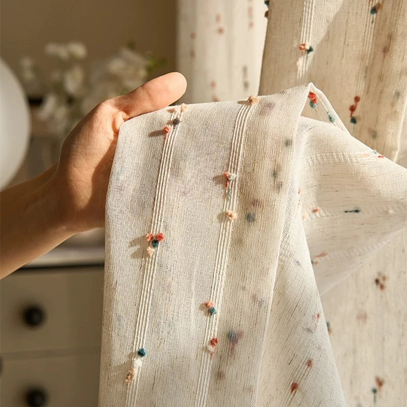Rideaux en Lin Transparent avec Motif Bonbons