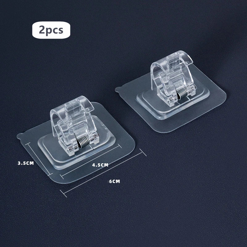 Self-Adhesive Curtain Rod Holders - No-Drilling Clamp Hooks