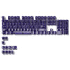 A full set of 115 keycaps with an MDA profile in a purple color, featuring crystal clear RGB backlighting.
