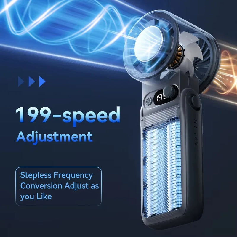 Foldable 3-in-1 Handheld Fan with Digital Display