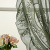 Green Lace Curtains 84 Inches Long, Boho Sheer Florals with Scallop Ruffle