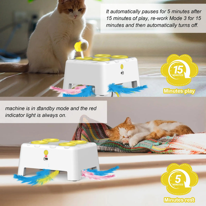 Smart Whack-a-Mole Cat Toy with Auto-Pause
