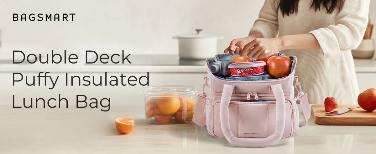 Insulated Double-Deck Lunch Bag with Leakproof Lining