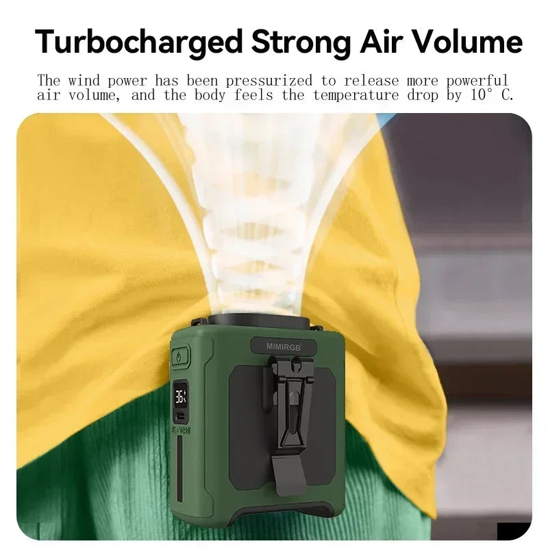 Portable Waist Fan with 10,000mAh Power Bank