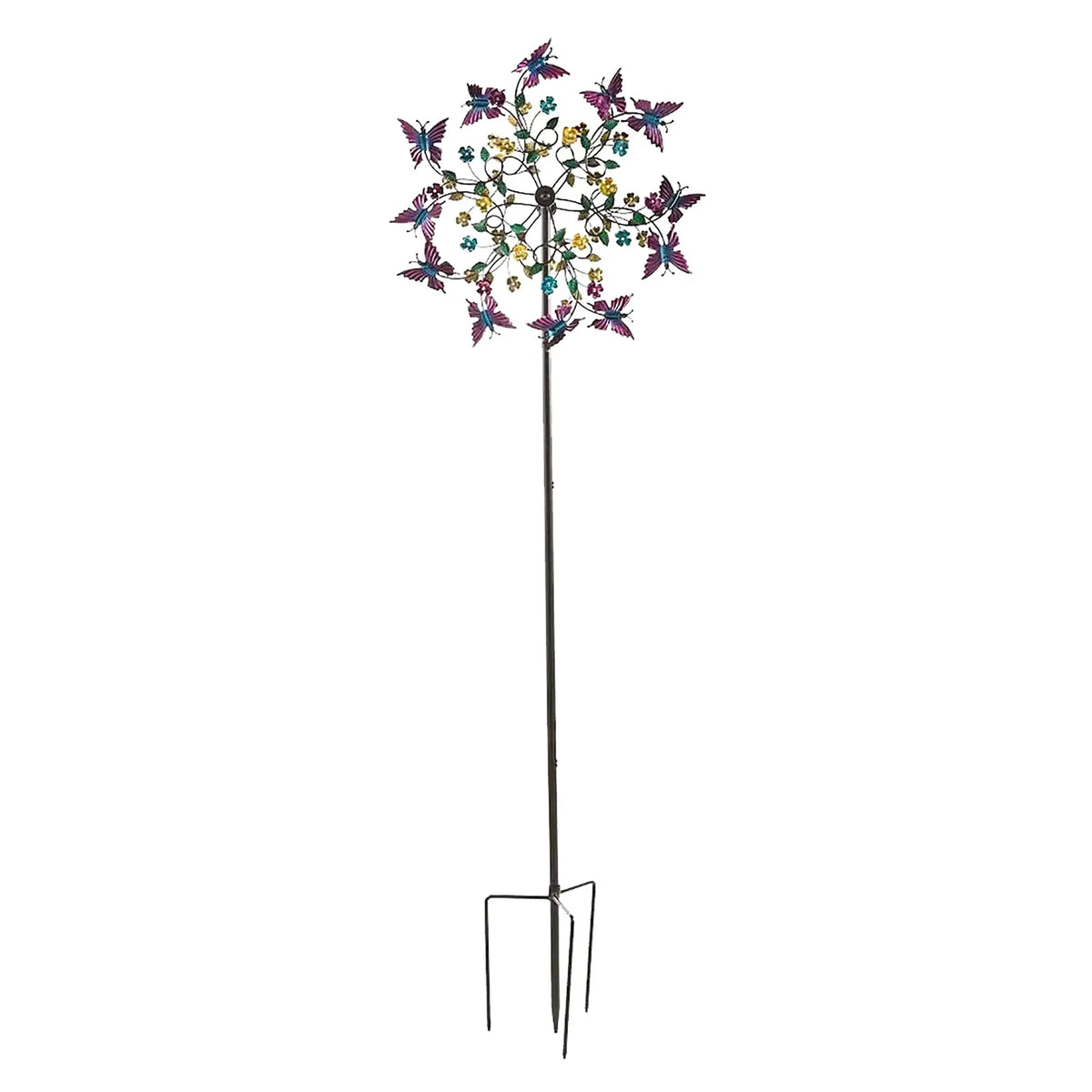 Colorful Butterfly Garden Wind Spinner with Metal Stake