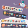 Eight planets matching plate with a model rocket and wooden solar system puzzle for kids