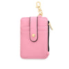 Pinkes Silikon-PU-Leder Schlüsselanhänger-Wallet mit goldenen Beschlägen und schwarzer Futter